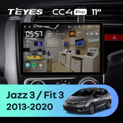 Штатная магнитола Teyes CC4 Pro 8/128 Honda Jazz 3 (2015-2020) Тип-A Правый руль (11")