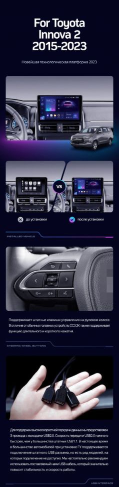 Штатная магнитола Teyes CC3 2K 360 6/128 Toyota Innova 2 (2015-2023)