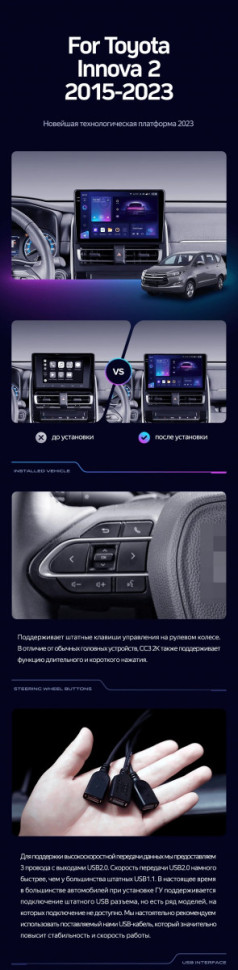 Штатная магнитола Teyes CC3L 4/32 Toyota Innova 2 (2015-2023)